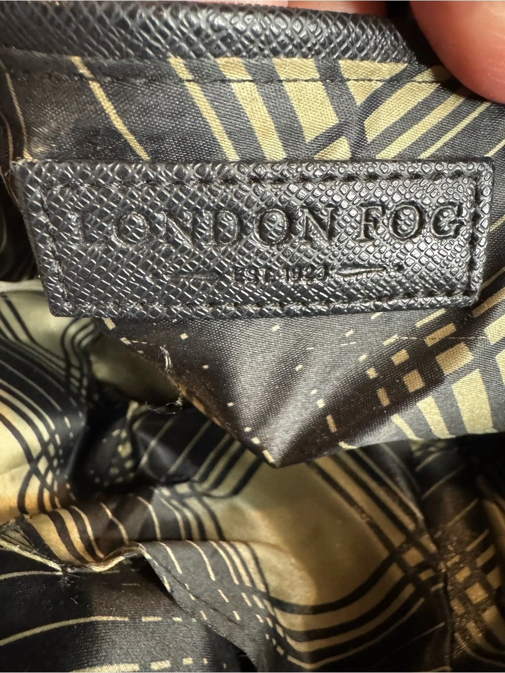 London Fog Black and Beige Python-Print Dome Satchel
